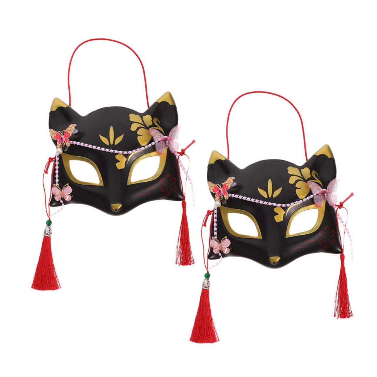 LIFKOME Elegant Fox Half Mask Japanese Design Cosplay Accessory Breathable Material Reusable for Parties