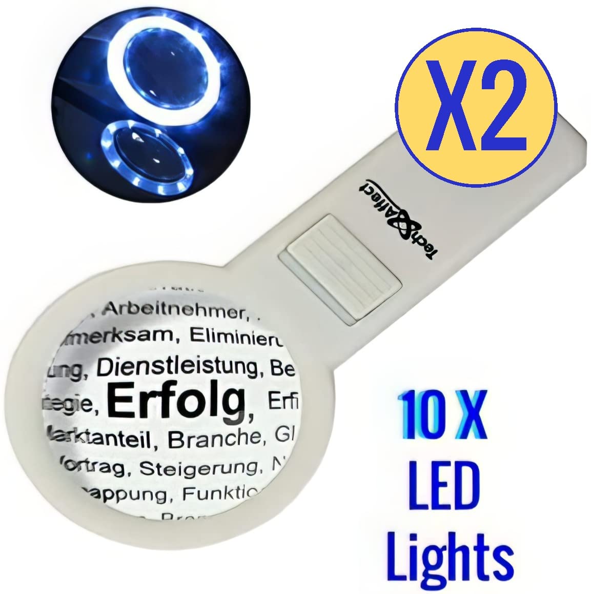 Hand Held Magnifying Glasses with Light - Strong Magnifier with Hand Lens - White 2 pack, 67mm - Image 3