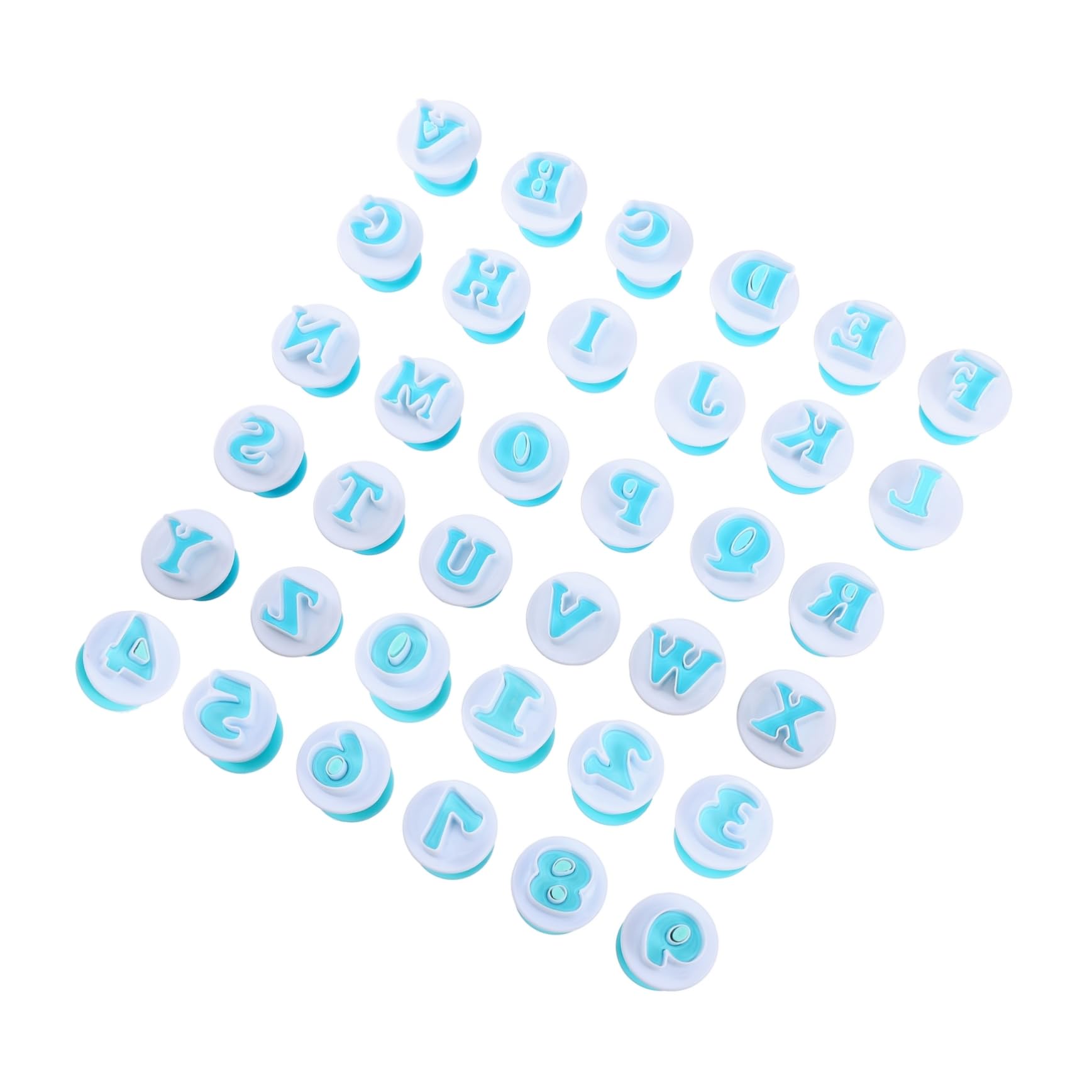 KICHOUSE 1Set Alphabet and Cookie Stamp Embosser Cutter for Fondant Cake Letters Numbers Molds for Baking DIY Treats Parties