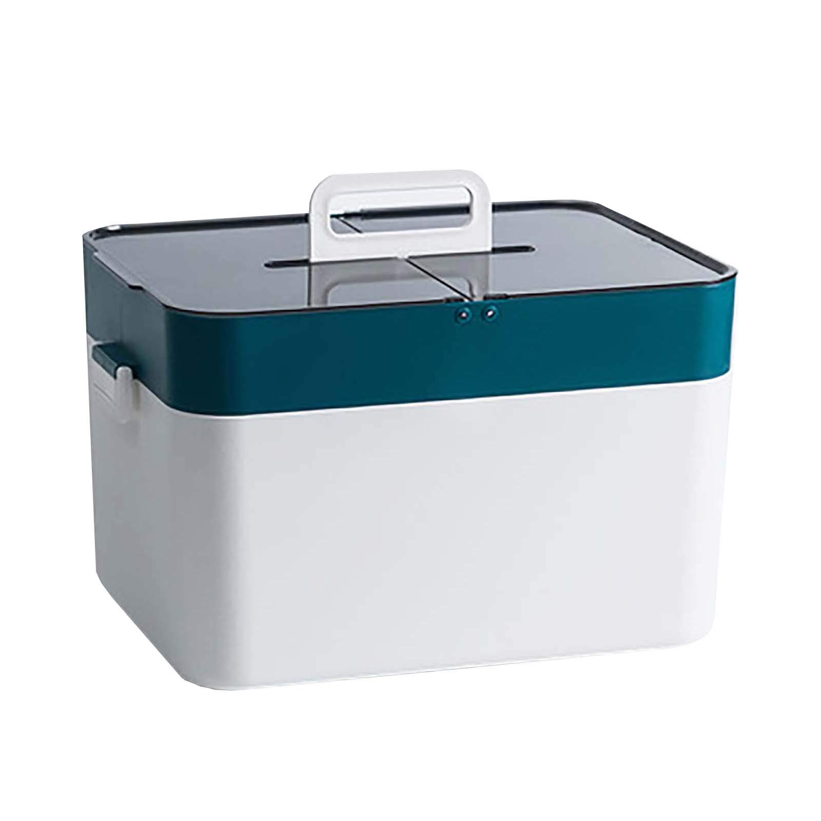 Caja médica Caja de Primeros Auxilios Familiar de Capacidad Extra Grande Caja médica Grande Caja de medicamentos Caja de Almacenamiento Caja médica para automóvil, Blanco (Color: Azul)