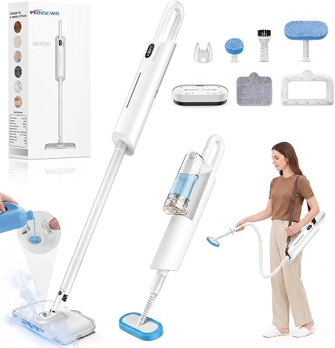 Steam Mops for Floor Cleaning, MultiPurpose Steam Cleaner for Home with 13 Accessories and Strap, Detachable Handheld Steam Mop with 380ml Filterable Water Tank for Hardwood,Cloths and Carpet