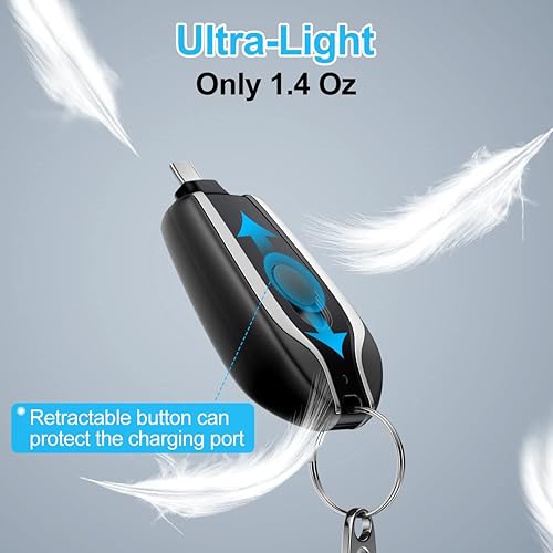 Miniatura 3 de EMNT Llavero portátil para iPhone, mini cápsula de emergencia de 1600 mAh, batería externa de carga rápida, cargador de teléfono celular más pequeño
