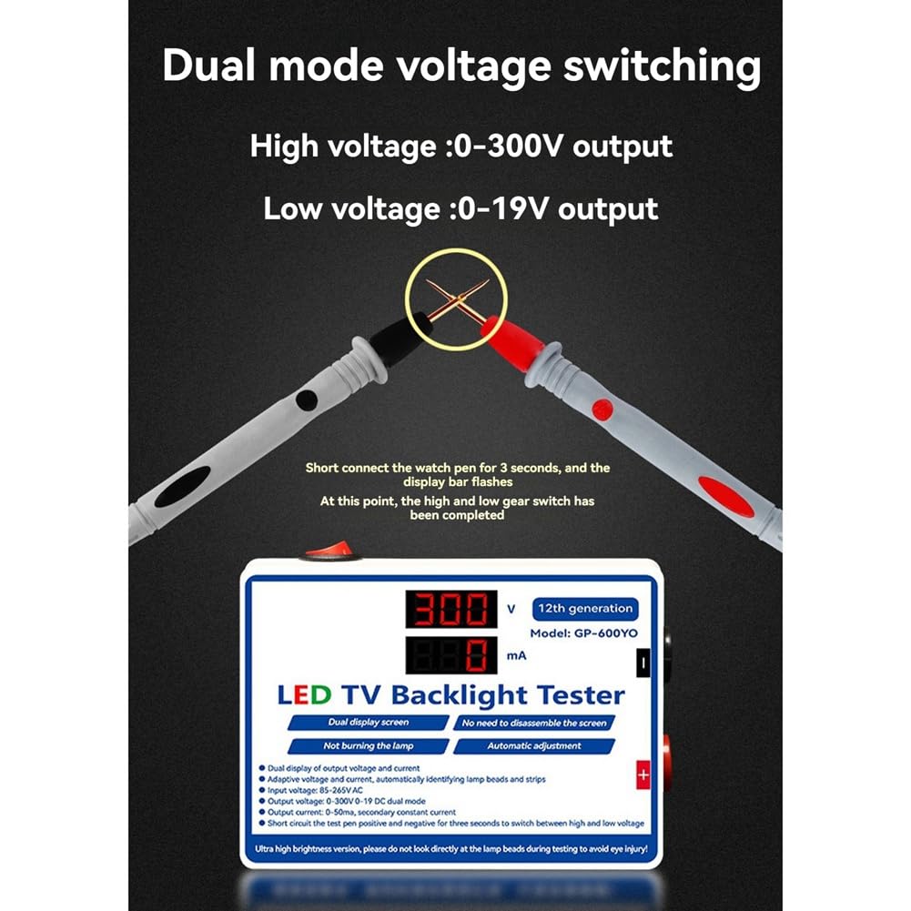 Testeur LED 0-300V Sortie LED Testeur de Rétroéclairage TV Bandes LED Polyvalentes Perles Barre Lumineuse Outil de Test de Lampe Prise UE