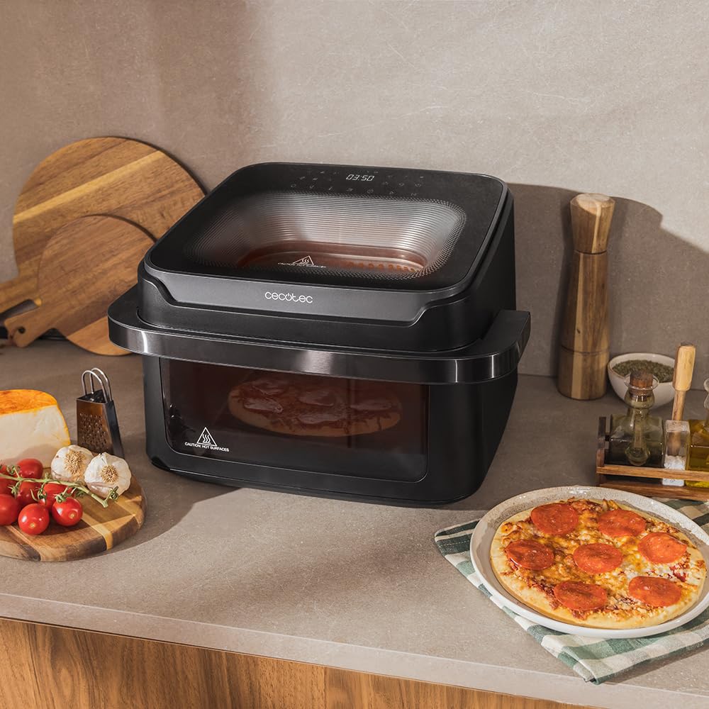 Cecotec Bezolejowa frytkownica powietrzna - Air Fryer 10L Cecofry Advance 10000 Full Vision. 2200W, ścianka działowa, 12 menu, okno przednie, żelazko do pizzy, Temp 40-200ºC, uchwyt na zimno dotyk