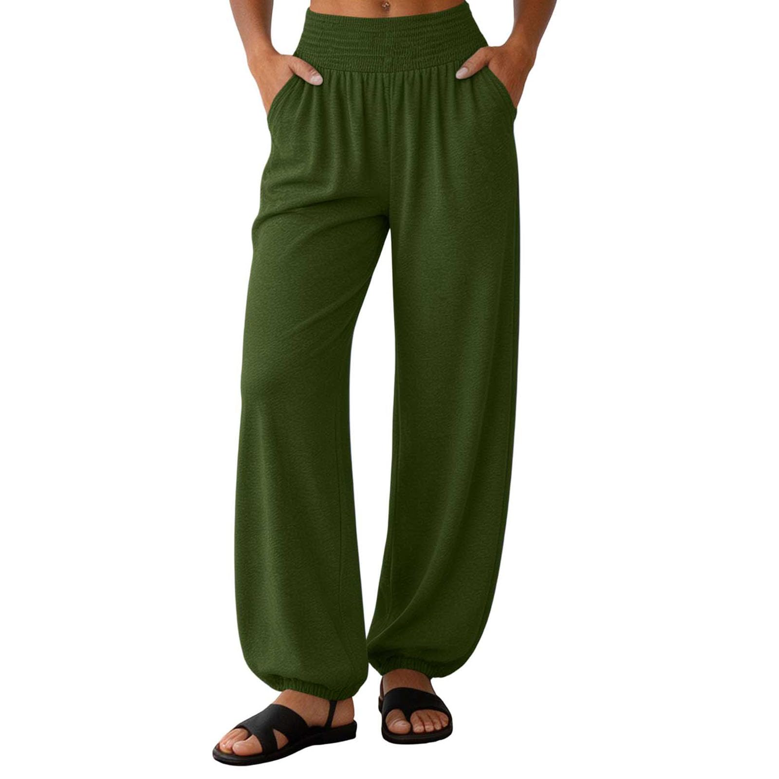 Pantalone Elegante Donna Pantaloni da Yoga da Donna a Tubino Dritto Elasticizzati a Tinta Unita con Tasche, Pantaloni Tinta Unita con Contrasto di Colore Eleganti Estivi