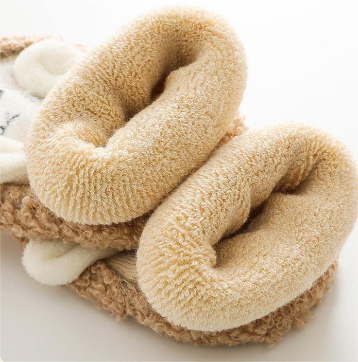 Baby Cartoon Plush Cotton Toddler Shoes,Boy Girls Toddlers Thickened Animal Non-Skid Indoor Slipper Winter Warm Shoes Socks (Pink,14cm-for 18-24Months)3