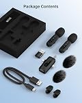 Wireless Lavalier Microphone for iPhone, iPad, Android – 2-Pack Mini Mic with Noise Reduction, Auto Pairing, 3.5mm & Lightning Receiver for Vlogging, TikTok, YouTube