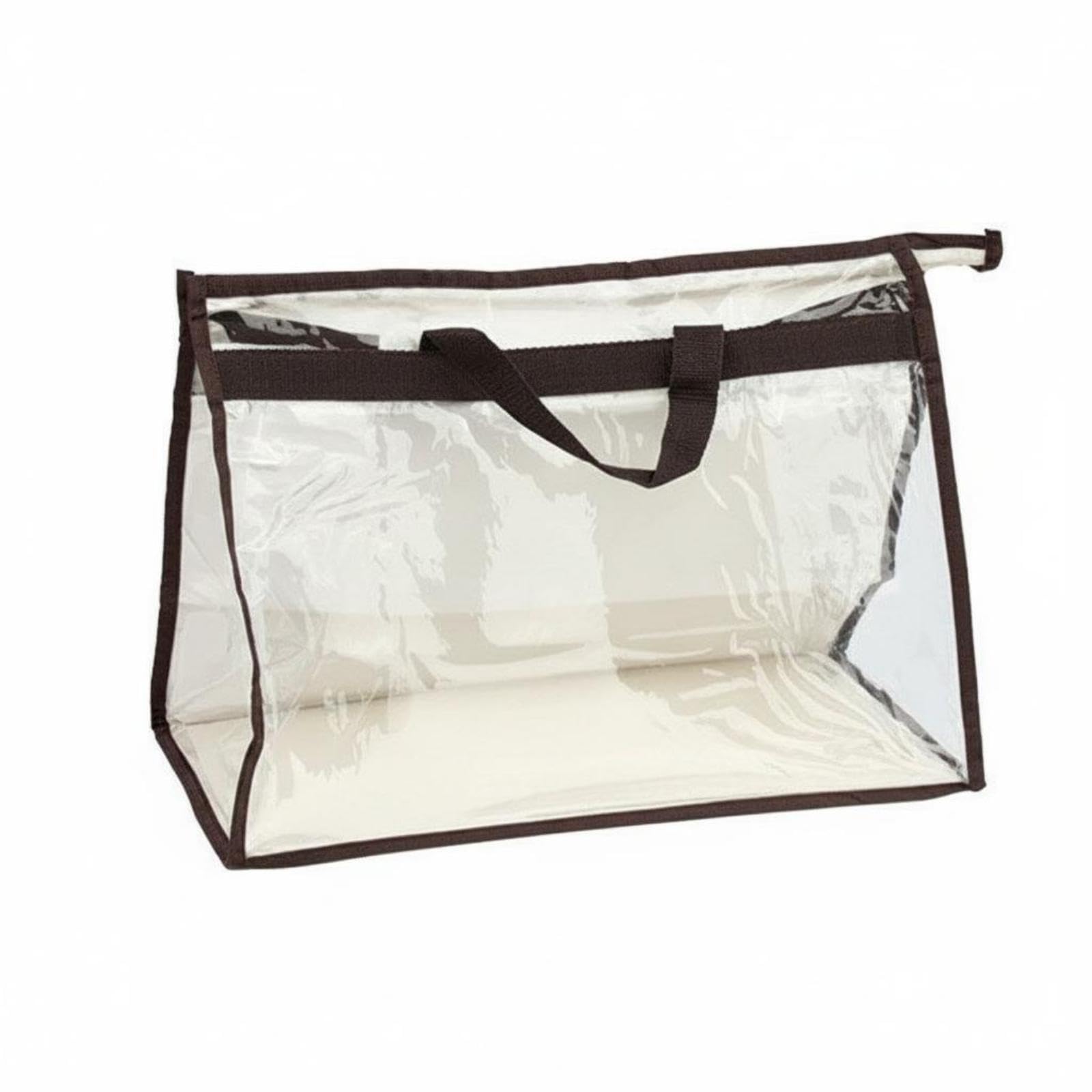 HEAVENGLOW Clear Purse Storage Bag with Handles Transparent Handbag Dust Cover Zipper Closure Zippered Handbag Protector for Wardrobe, Closet, Travel Coffee XL|Handbag Accessories-image-41