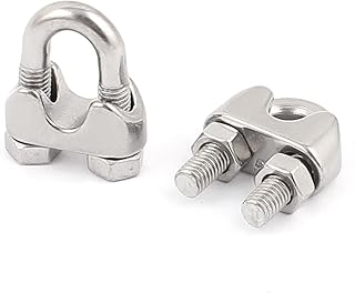 Aexit M5 304 Fall Protection Stainless Steel Commercial Wire Rope Clip Cable Restraint Ropes & Lanyards Clamp 2pcs