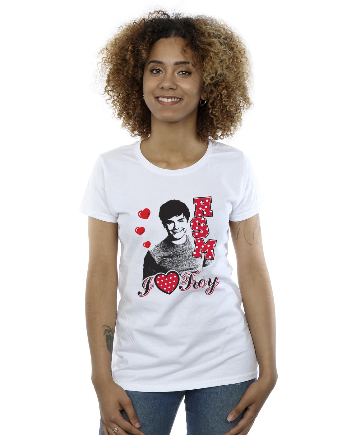Disney Women's High School Musical I Heart Troy T-Shirt White XX-Large