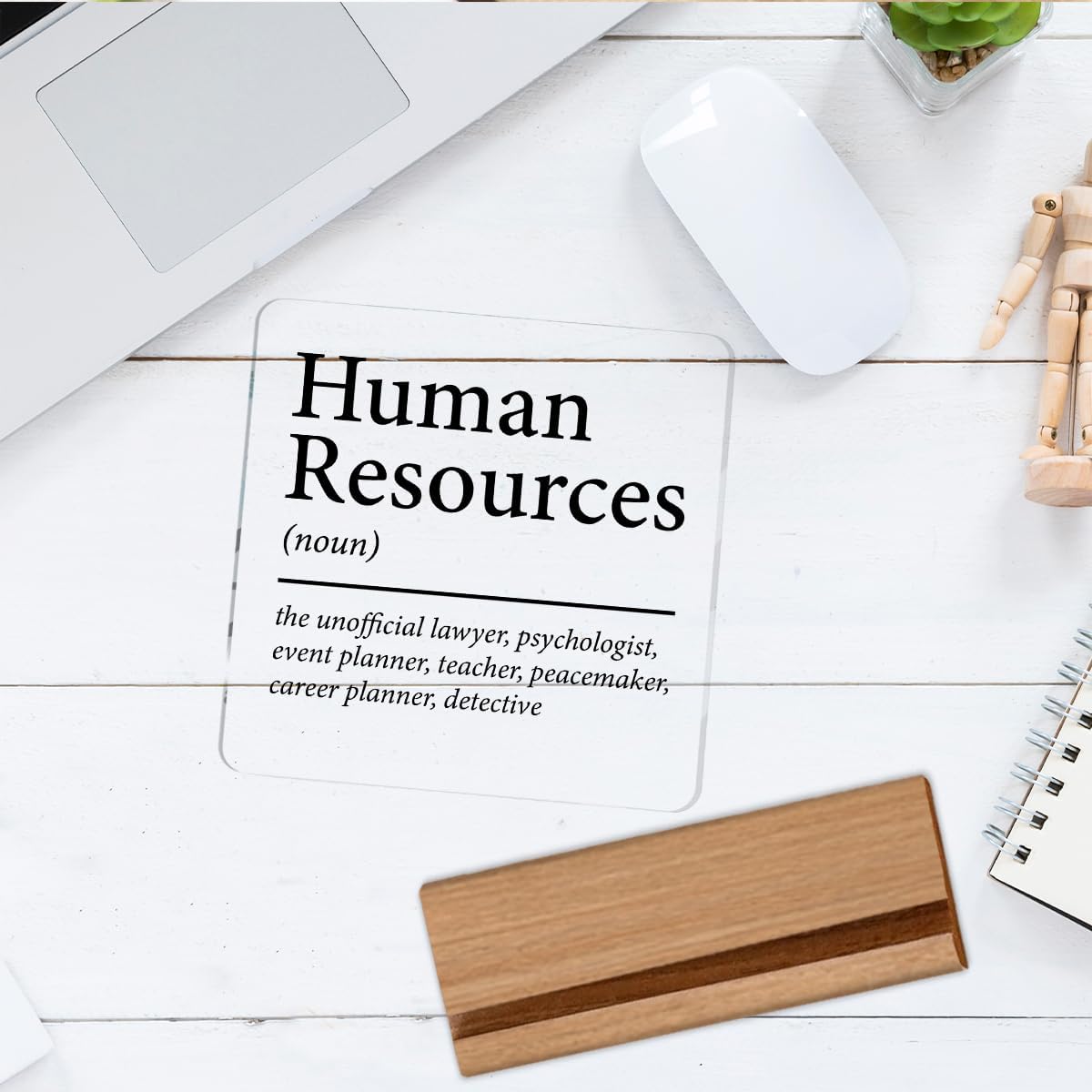 HR Gifts for Men Women HR Appreciation Gifts for Manager Director Human Resources Clear Desk Decorative Sign Acrylic Sign With Wooden Stand for Desk Table Shelf - Image 5