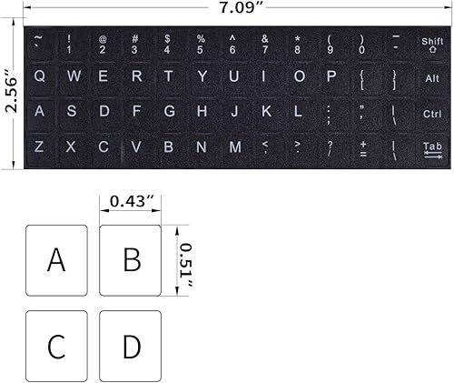 Miniatura 6 de Paquete de 2 calcomanías universales para teclado inglés calcomanías para teclado de computadora fondo negro con letras blancas para computadora