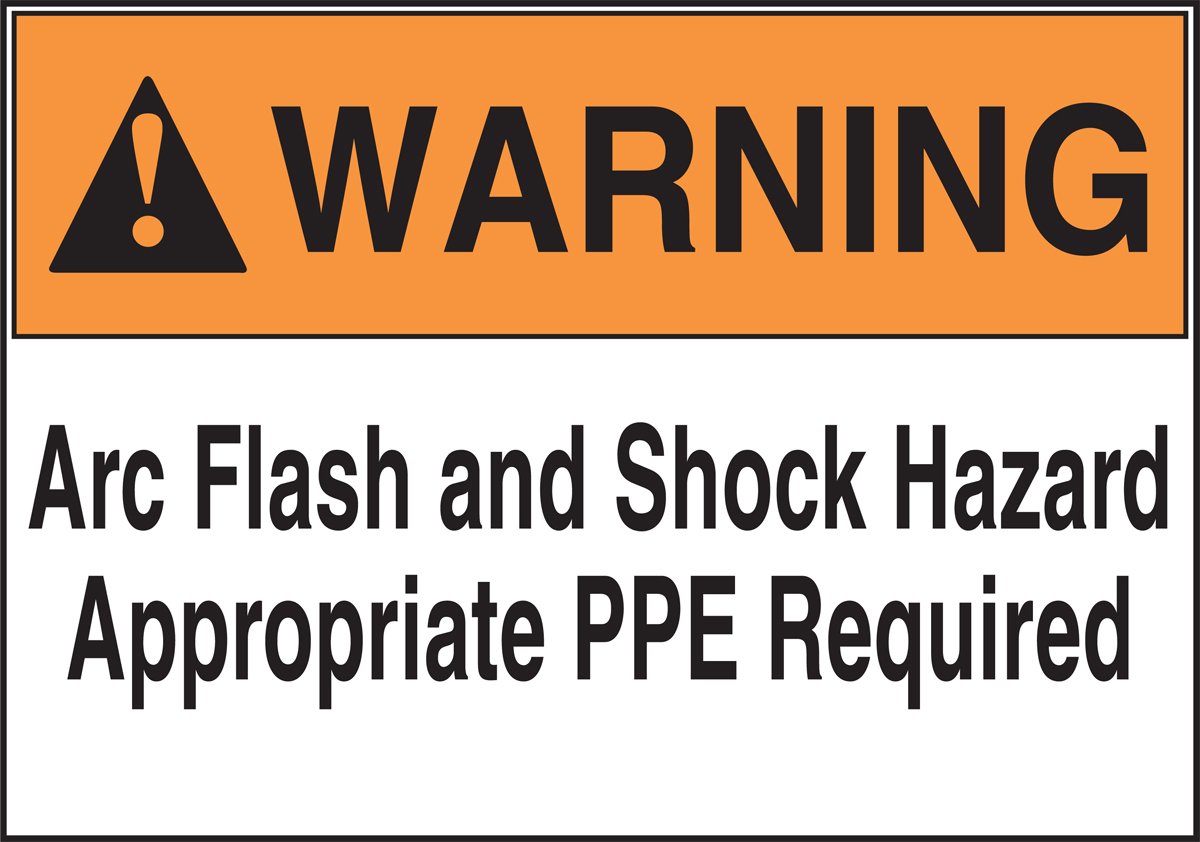 Adhésif Warning ARC Flash and Shock Hazard contrasté noir et orange