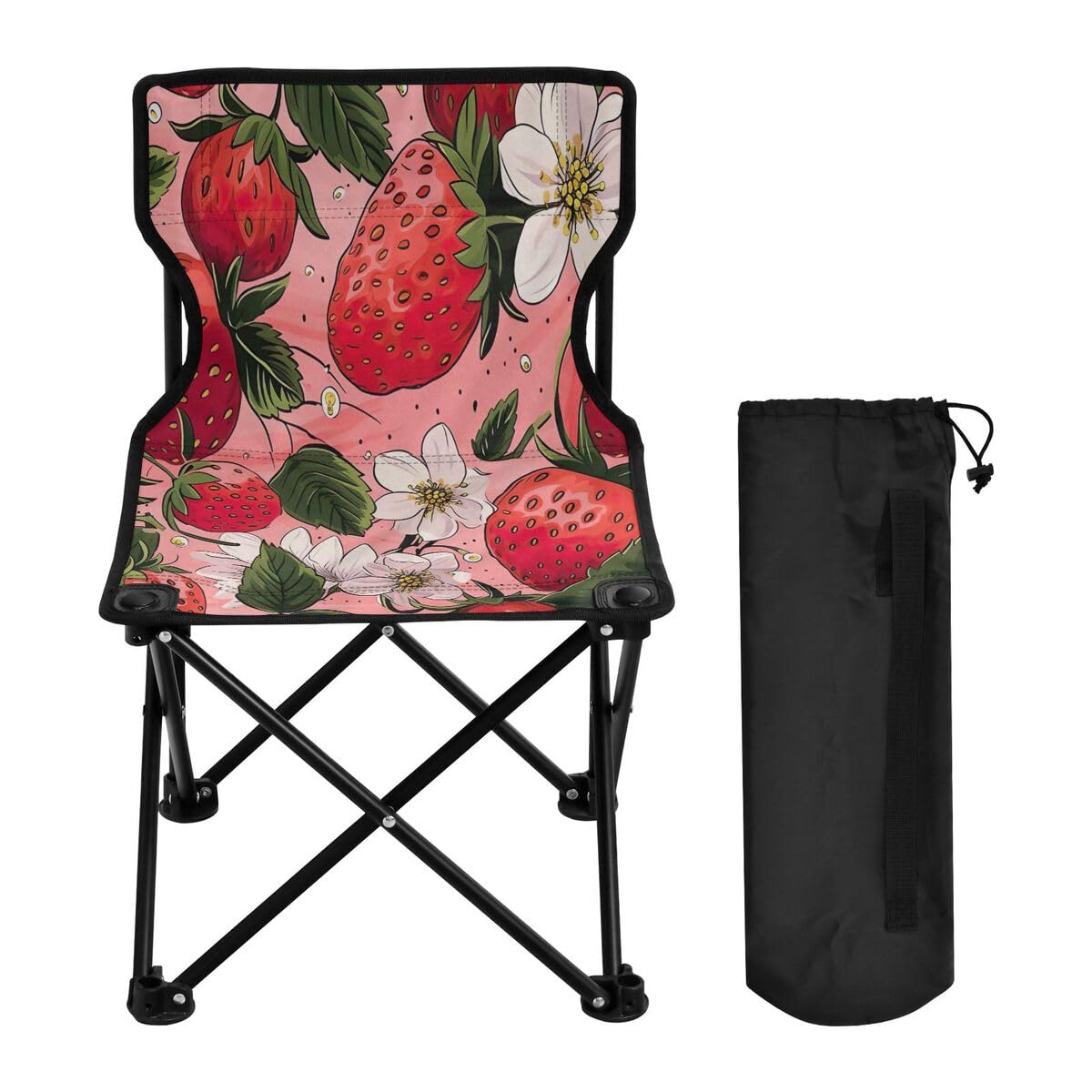 Sedia pieghevole da campeggio fragola, per adulti e bambini, leggera, pieghevole, adatta per esterni. Sedie per spiaggia, prato, campeggio, pesca e giardino