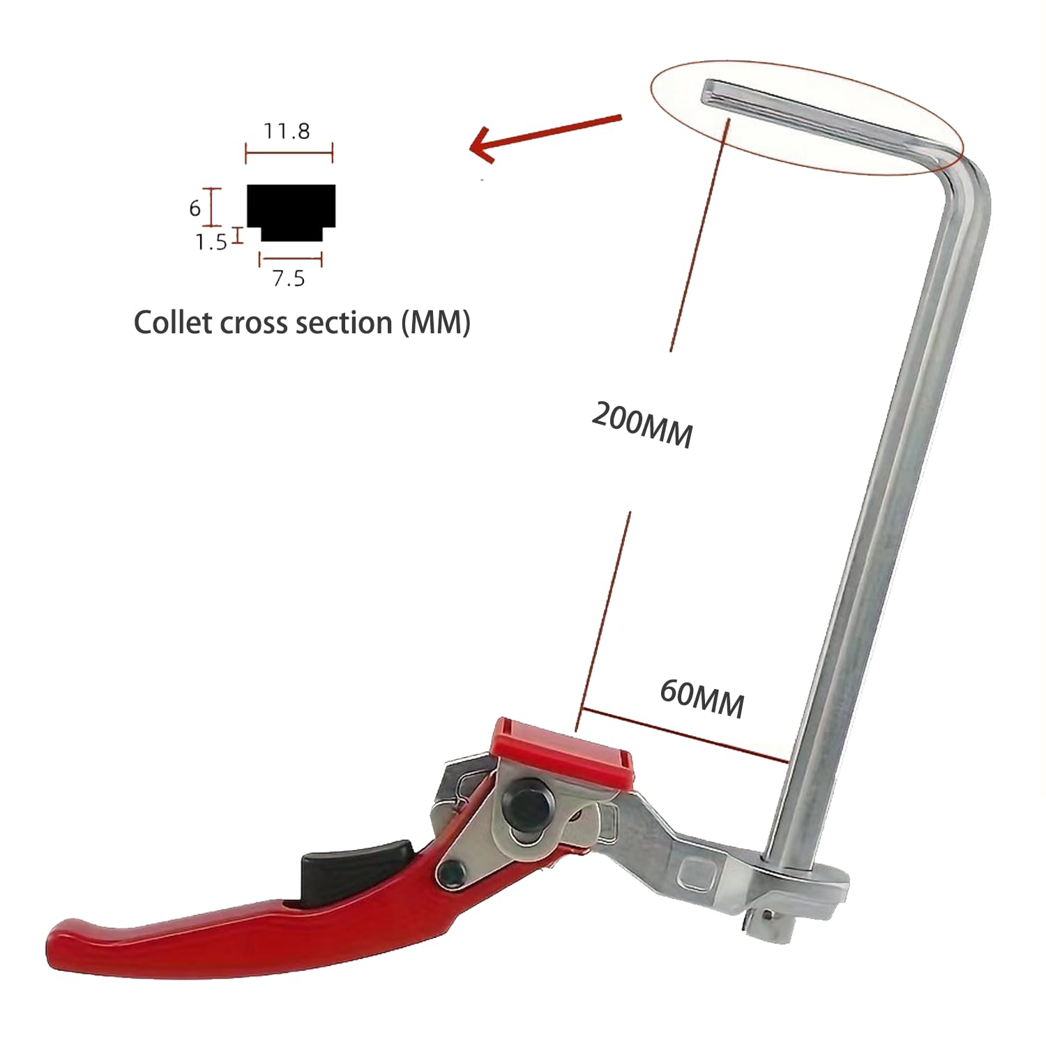4 Piezas Abrazadera de Palanca, Abrazaderas de Una Mano con Capacidad de 200MM y Profundidad de Garganta de 60MM, Abrazadera de Carraca F para Lijar y Cortar