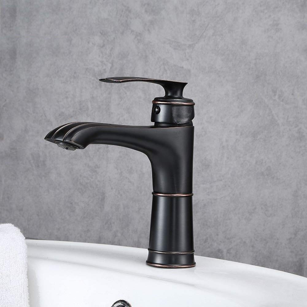 Robinet de salle de bain en cuivre noir mitigeur lavabo bassin chaud froid