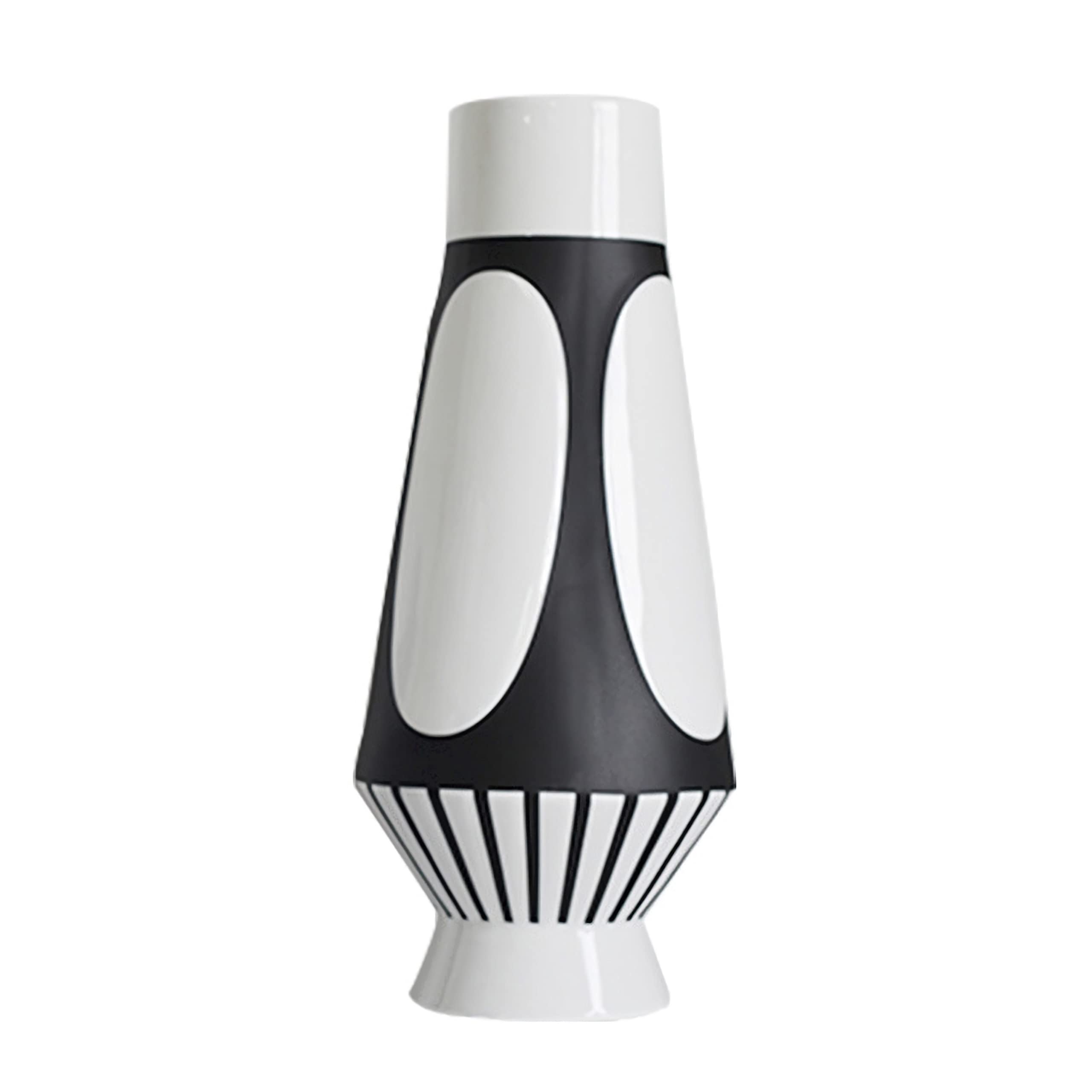 Tauzveok Ceramic Flower Vase, Elegant Black and White Striped Geometric Decorative Table Floral Vase for Indoor Home Decor, Wedding Centerpieces Arrangements,White+black,29cmX12cm