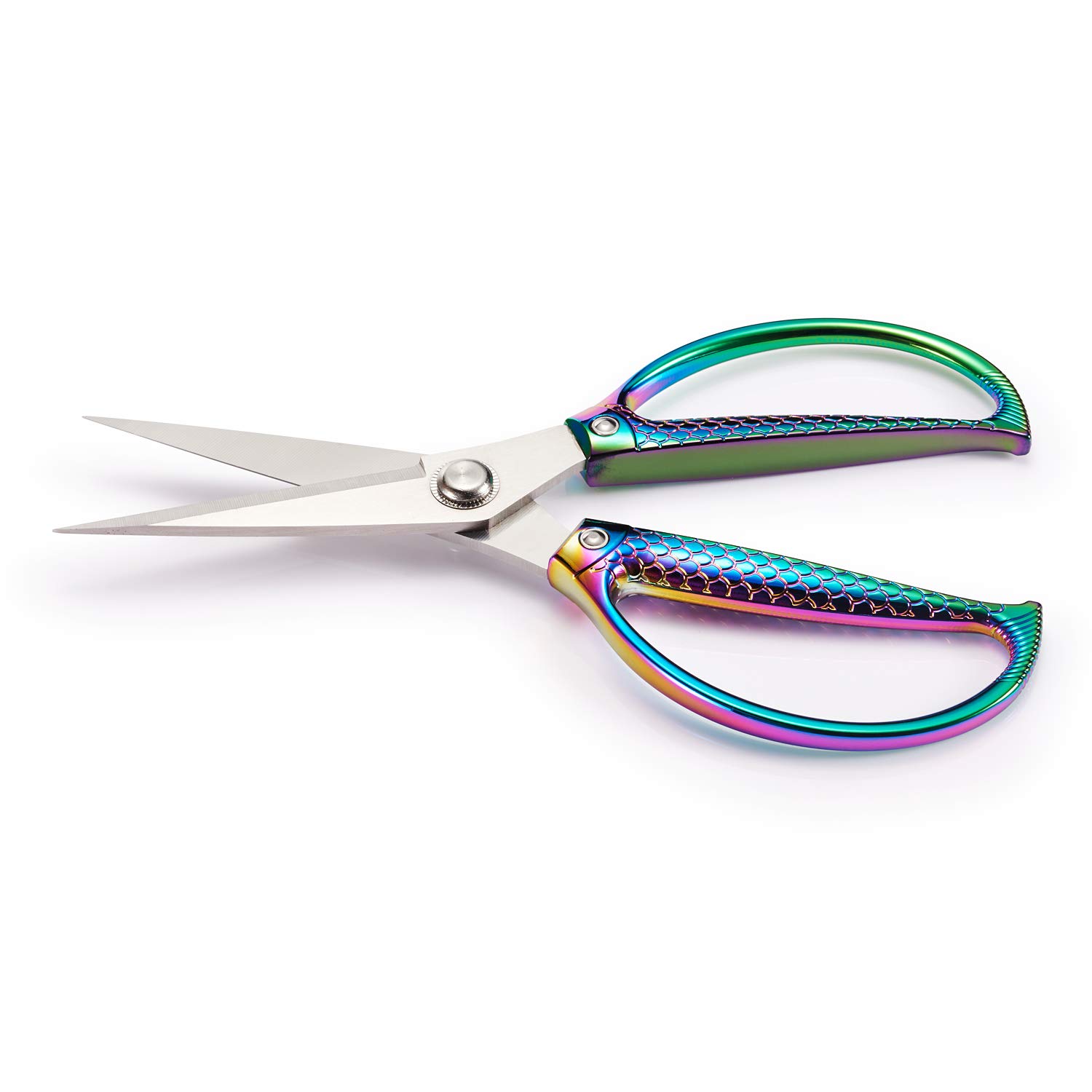 Jasni Fish Pattern Leistungsstarke Küchenschere Professionelle Heavy Duty Multi-Purpose schöner FarbRegenbogen Titan Coating Schmiedetes Edelstahl