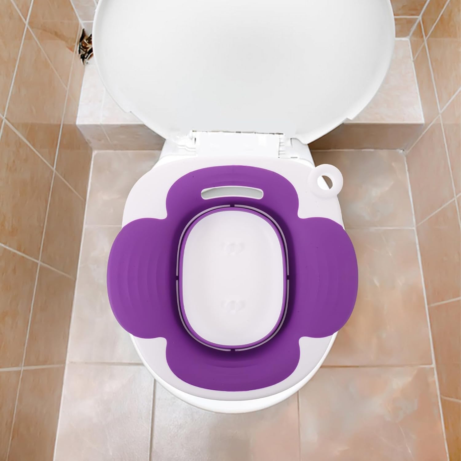 Artibetter Foldable Silicone Sitz Bath Insert Curved Inner Wall for Toilet Seat, Space-Saving Design and Stable Support, for Postpartum Routines and Apartment Bathrooms