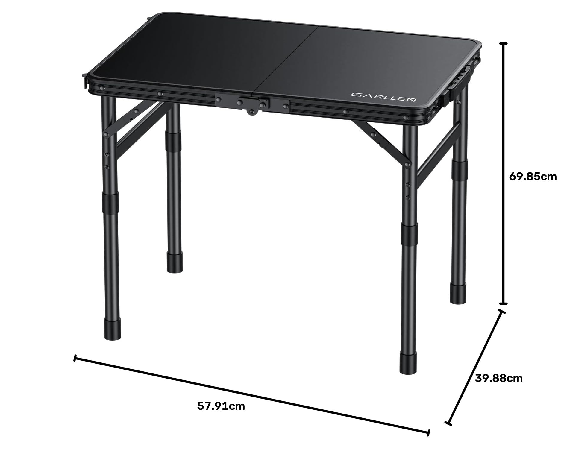 GARLLEN Table de Camping avec Dessus de Table en Plastique Haute densité imperméable, Table de Pique-Nique Portable en Hauteur réglable avec Cadre en Aluminium, Table d'extérieur pour Barbecue | Table Pliante Exterieur à 3 Hauteurs Réglables,Table de Piqu