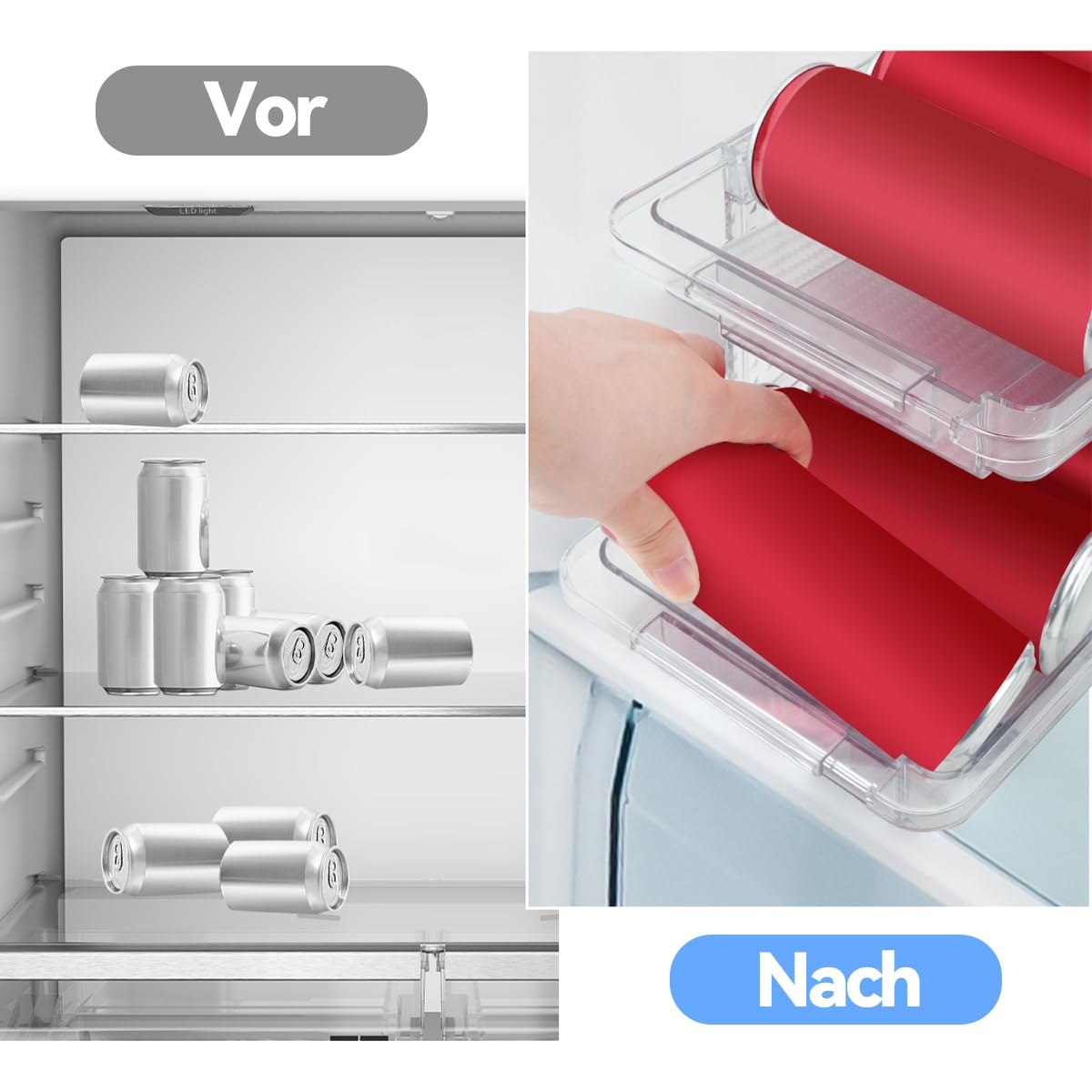 2 Organizador de Latas para Nevera, Dispensador Expandible y Rodante de 2 Niveles, Automático para Refrescos y Cerveza en Cocina