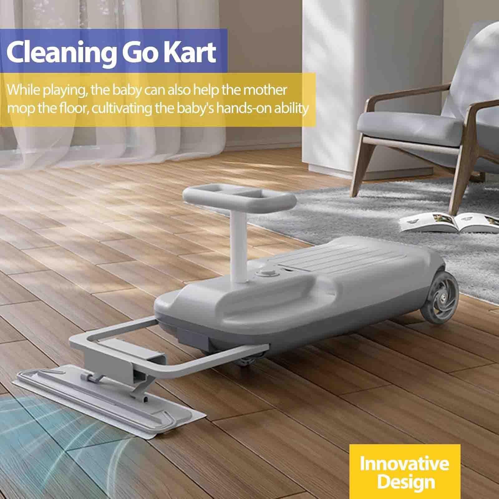 Kart pour enfants avec fonction de nettoyage du sol, voiture mobile électrique portable avec lumière dégradée et bac de rangement intégré pour enfants à partir de 3 ans Kart pour enfants avec fonction de nettoyage du sol, voiture mobile électrique portable avec lumière dégradée et bac de rangement intégré pour enfants à partir de 3 ans