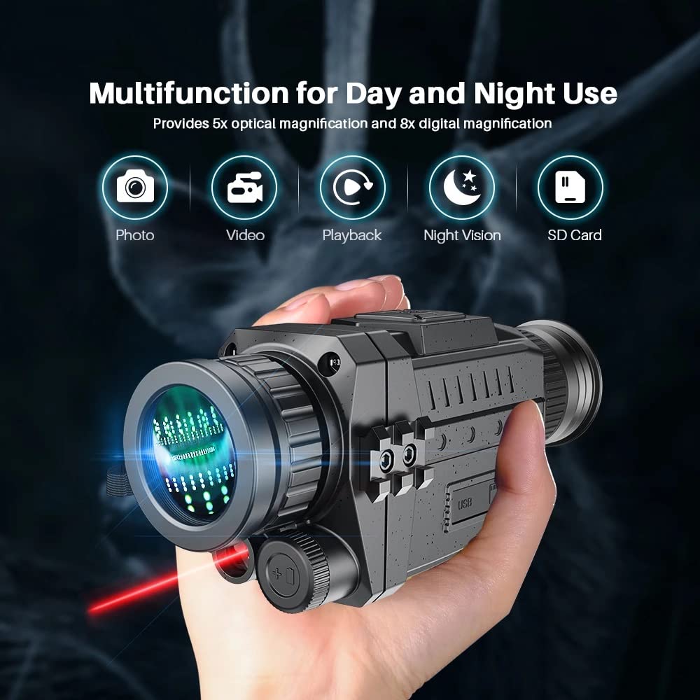 TANGZIXIN Digital Night Vision Monocular, HD Photo & Video, Infrared Goggles in 100% Darkness, for Adults Hunting Gear, Surveillance