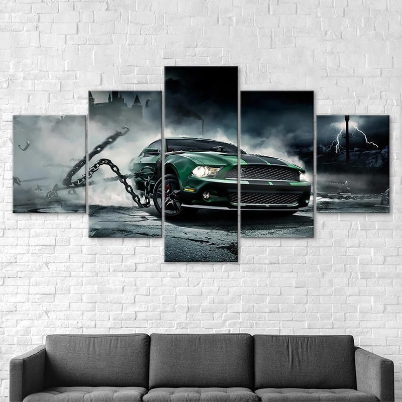 RAPSANI Mural 5 Piezas Pintura en Lienzo,5 Piezas Cuadros En Lienzos Coche deportivo Modular Moderna 5 Piezas,mural pared salon 3d decorativo pared,Listo para Colgar,gift xxl 100x55cm
