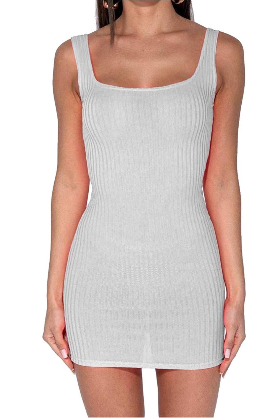 Love Celeb Look Women Ribbed Cami Mini Bodycon Stretch Tunic Sleeveless Summer Dress Ladies Top