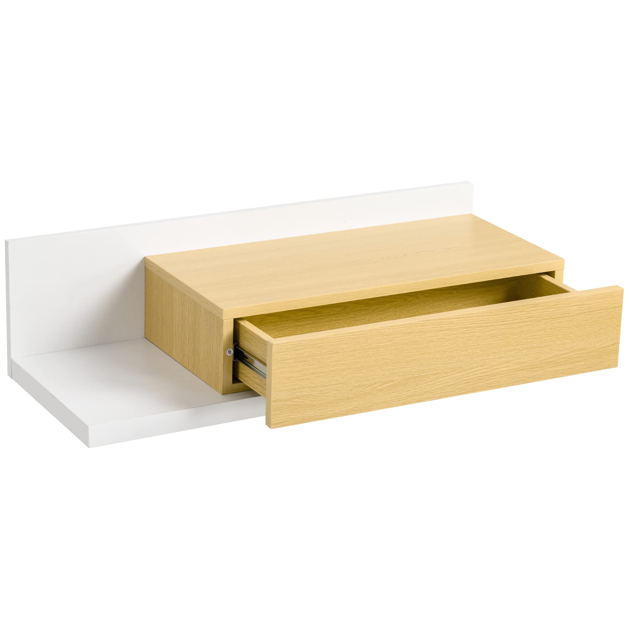 HOMCOM Juego de Muebles de Entrada Recibidor con Espejo y Cajón Estilo Moderno Recibidor Colgante para Pasillo 75x4x70 cm y 75x29x20 cm Blanco