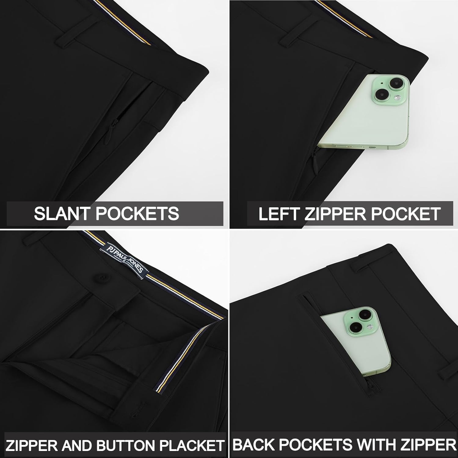 PJ PAUL JONES Mens Golf Pants Stretch Work Dress Pant Casual Classic Fit Lightweight Slacks Trousers with 5 Pockets - Image 6