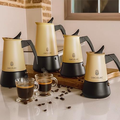 Miniatura 4 de Cecotec Piccolina 600 - Cafetera italiana, color beige, 10.1 fl oz, 6 tazas de café, acero inoxidable, apta para todas las superficies, filtro