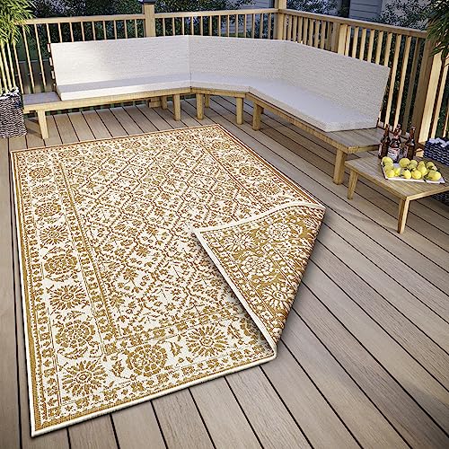 Tapis tissé à plat réversible et résistant aux intempéries NORTHRUGS Curacao ocre - 2