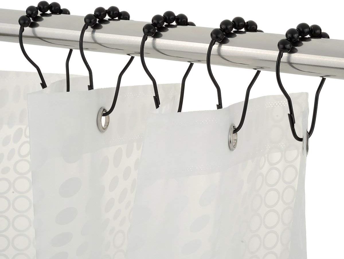 Amazer Shower Curtain Hooks Rings and 12 Gauge Heavy Duty Crystal Clear Thick Shower Curtain Liner