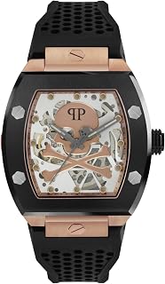 The $keleton Collection Luxury Mens Watch Timepiece with a Black Strap Featuring a Two Tone Case and Grey Dial