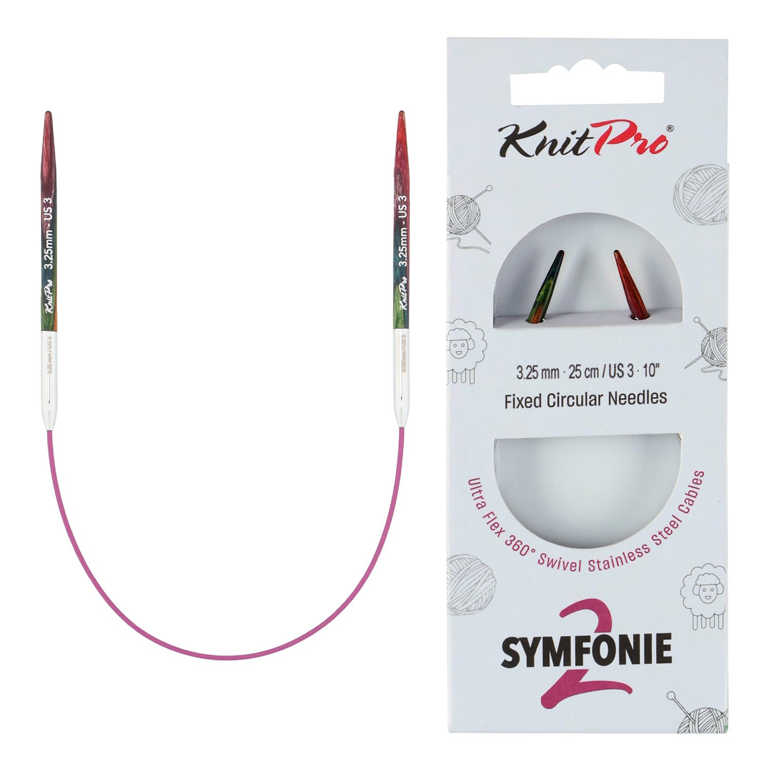 KnitPro Symfonie 2 Fixed Circular Needles 10" (25cm) | 3.25mm