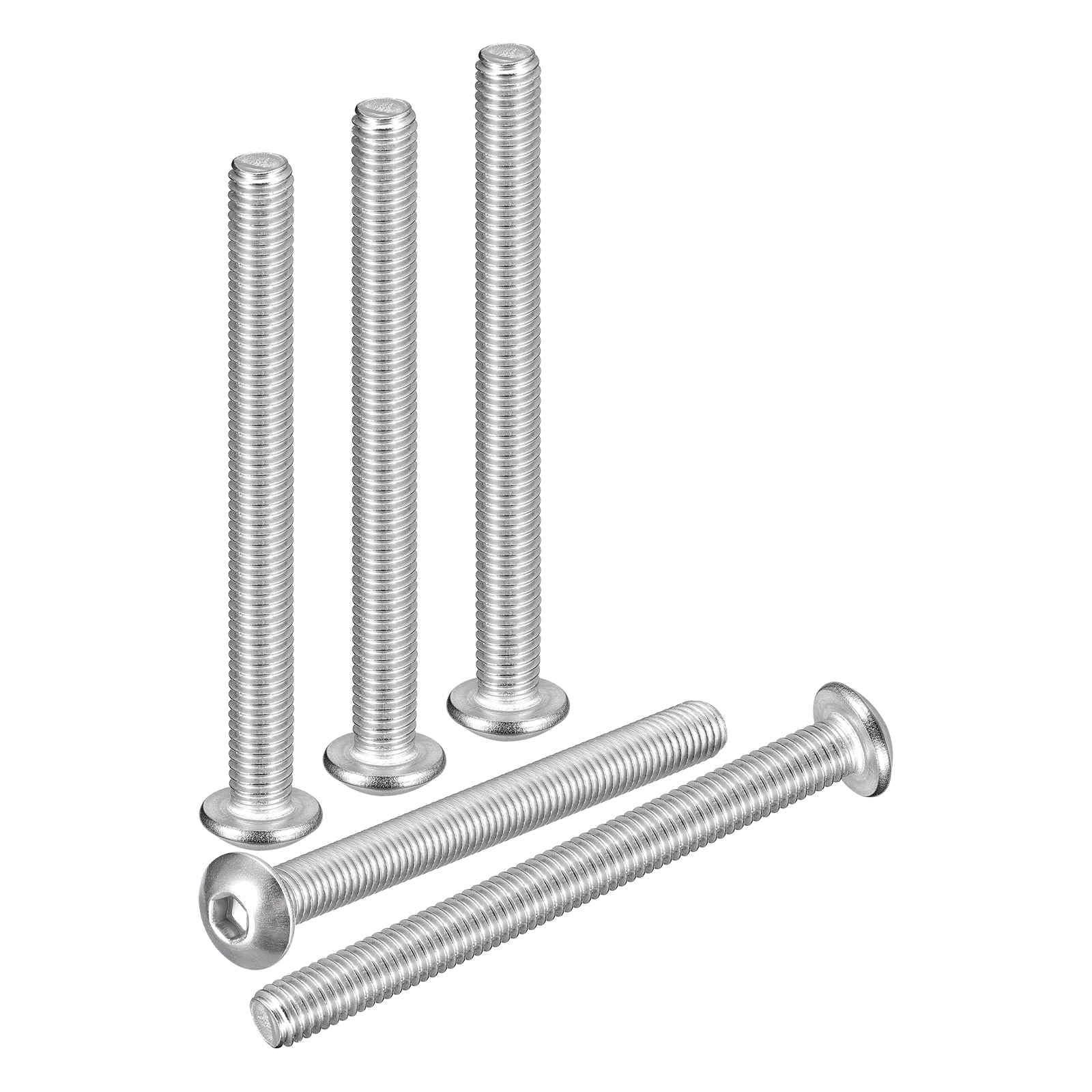 DTGN M5-0.8x55mm Button Head Socket Cap Screws - 10Pack - Good for Road Bicycle, Mountain Bike, Auto, Motorcycle - 304 Stainless Steel Whitewashed - Hex Socket Drive Fasteners