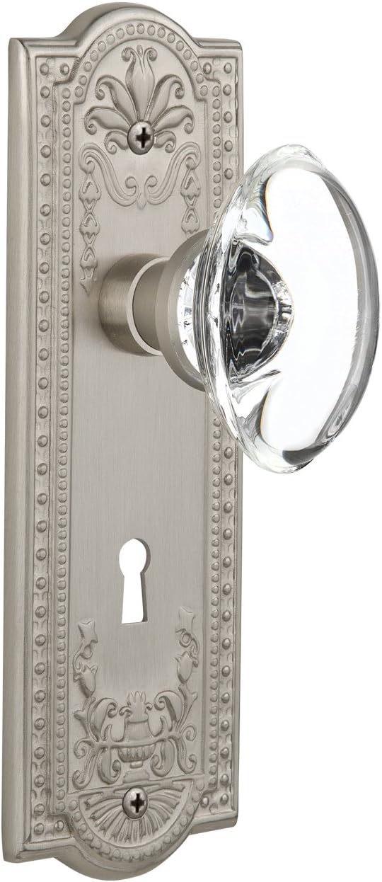 Nostalgic Warehouse Meadows Plate with Keyhole Oval Clear Crystal Glass Knob, Single Dummy, Oil Rubbed Bronze