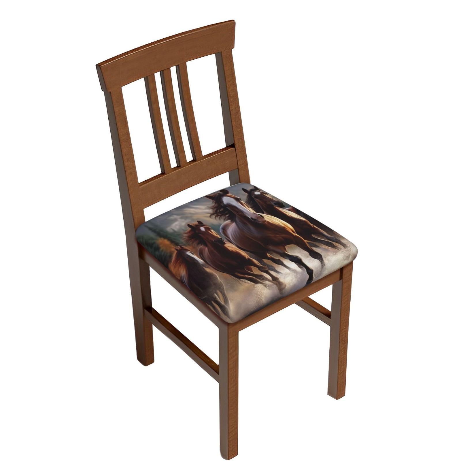 Fodpand Six Piece Horses Square Stool Covers Stretch Removable Square Bar Stool Seat Covers Washable Dustproof Stool Cushion Slipcover Soft Milk Silk Bar Chair Covers With Band