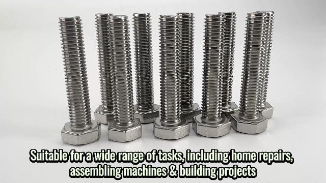 Image of 10PCS /Lot M10 Bolts, M10x1.25x50mm Fine Thread Hex Head Rod Bolts, Din933 Standard Size, All Thread, Length: 50mm, Pitch: 1.25mm (Stainless Steel, Silver)