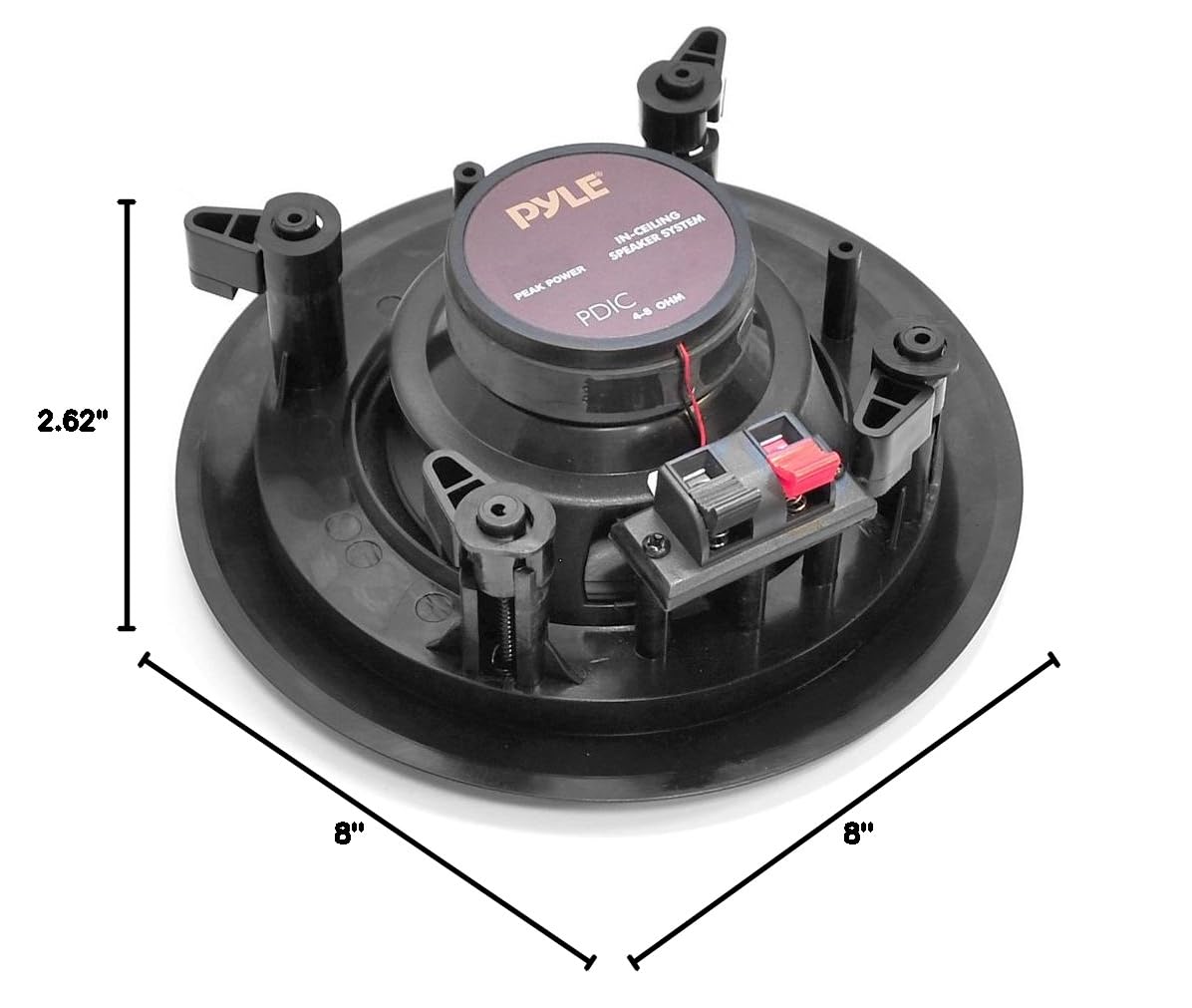 Pyle 5.25” Ceiling Wall Mount Speakers - Pair of 2-Way Midbass Woofer Speaker 1'' Polymer Dome Tweeter Flush Design w/ 80Hz - 20kHz Frequency Response & 150 Watts Peak Easy Installation PDIC51RD