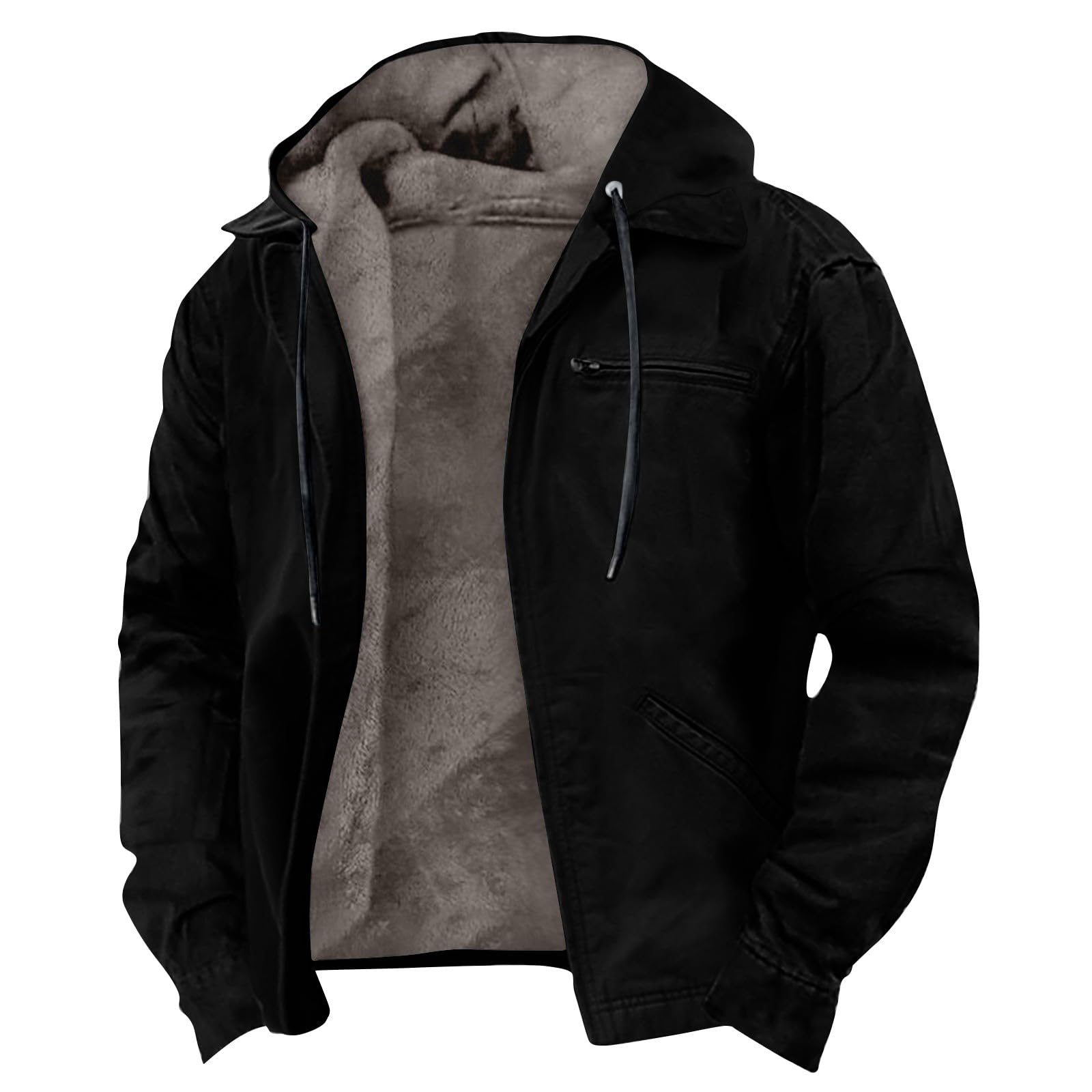 Winterjacke Herren Warm Gefüttert Wintermantel Mit Kapuze Jacke Winter Jacket Men Übergröße Dicke Arbeitsjacke Männer Mit Reissverschluss Thermo Outdoor Herren-Jacken