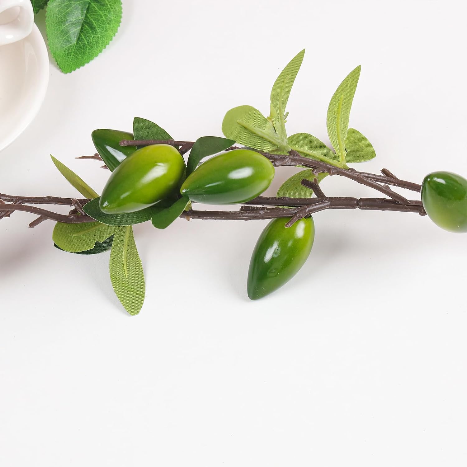 Gresorth Artificial Olive Branch Mini Decoration Fake Realistic Fruit Lifelike Plant Bouquet Vivid Imitation Party DIY Photography Prop 5pcs
