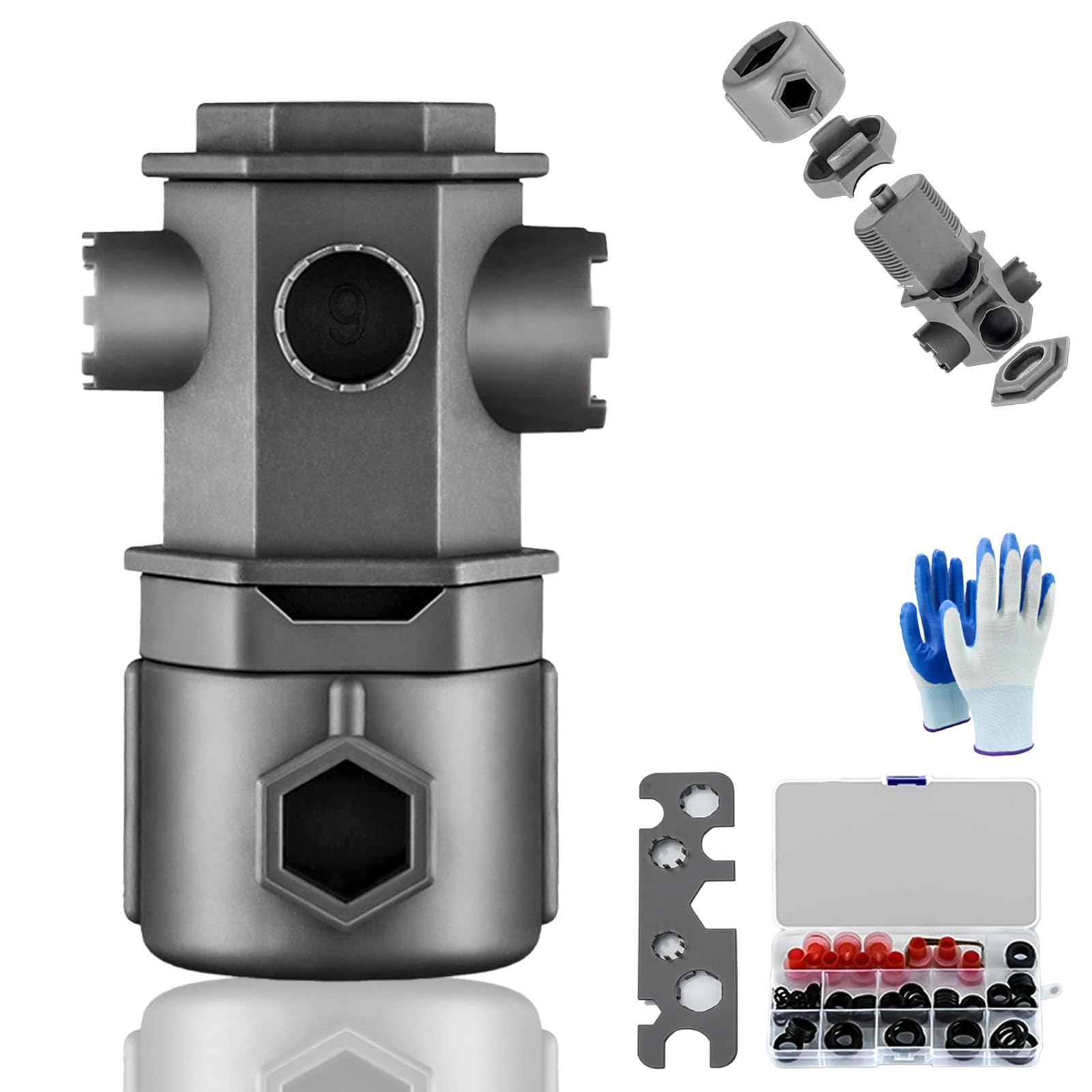Set de llave todo‑en‑uno para grifos, llave de fontanería multifuncional para lavabo, llave para tuercas bajo fregadero para instalación y reparación cocina, baño e inodoro (A1)
