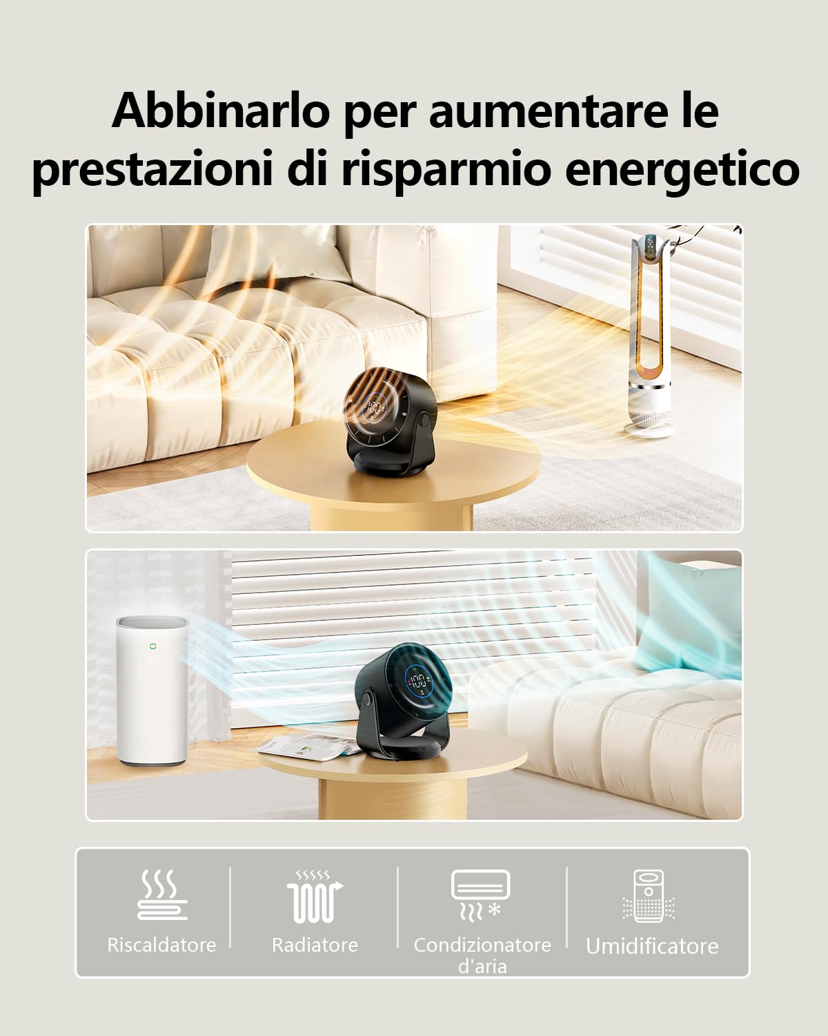 Ventilatore da Tavolo Silenzioso, Potente e Regolabile Display LED 100 velocità Ventilatore da parete Lnclinazione Variabile a 105° Raffreddamento silenzioso Per Camera, Soggiorno, Cucina, Viaggiare