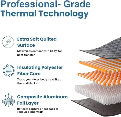 Miniatura 3 de Almohadilla térmica de reflexión para perros, 5 capas de temperatura constante para mantener el calor, alfombrilla autocalentable para perros que