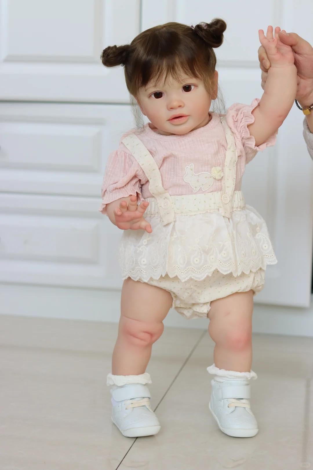 RXDOLL 26 Zoll Realistische Reborn Babypuppen Mädchen Pippa, Stoffkörper Weiches Vinyl Riesige Größe Reborn Kleinkind Puppen, Lebensechte Babypuppe Handgemachte Reborn Puppe mit Zubehör