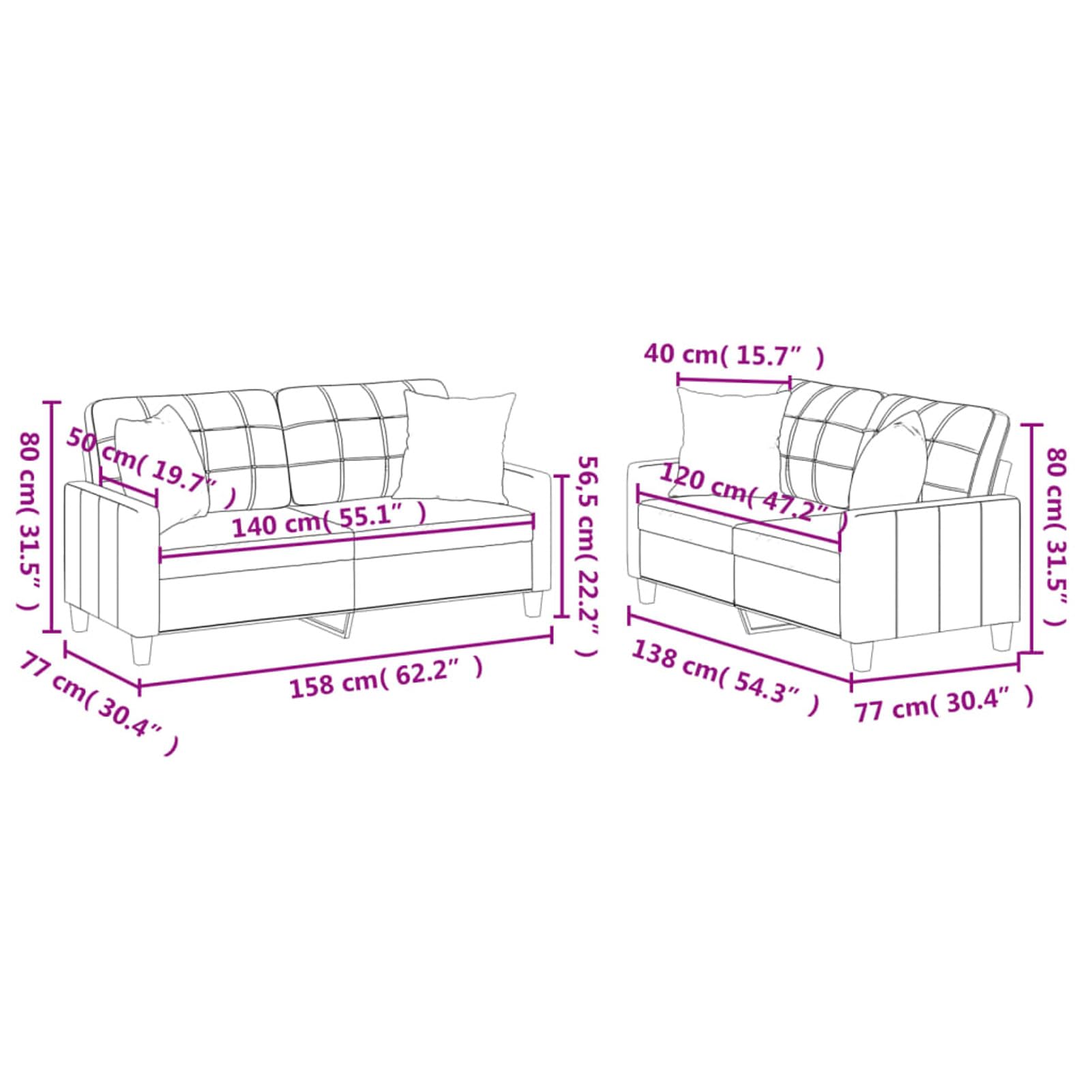 2-TLG. Sofagarnitur mit Kissen Schwarz Kunstleder, Sofa Mit Relaxfunktion, Couchgarnitur, Wohnzimmer Sofa, Couch, Sofa Set 3201368