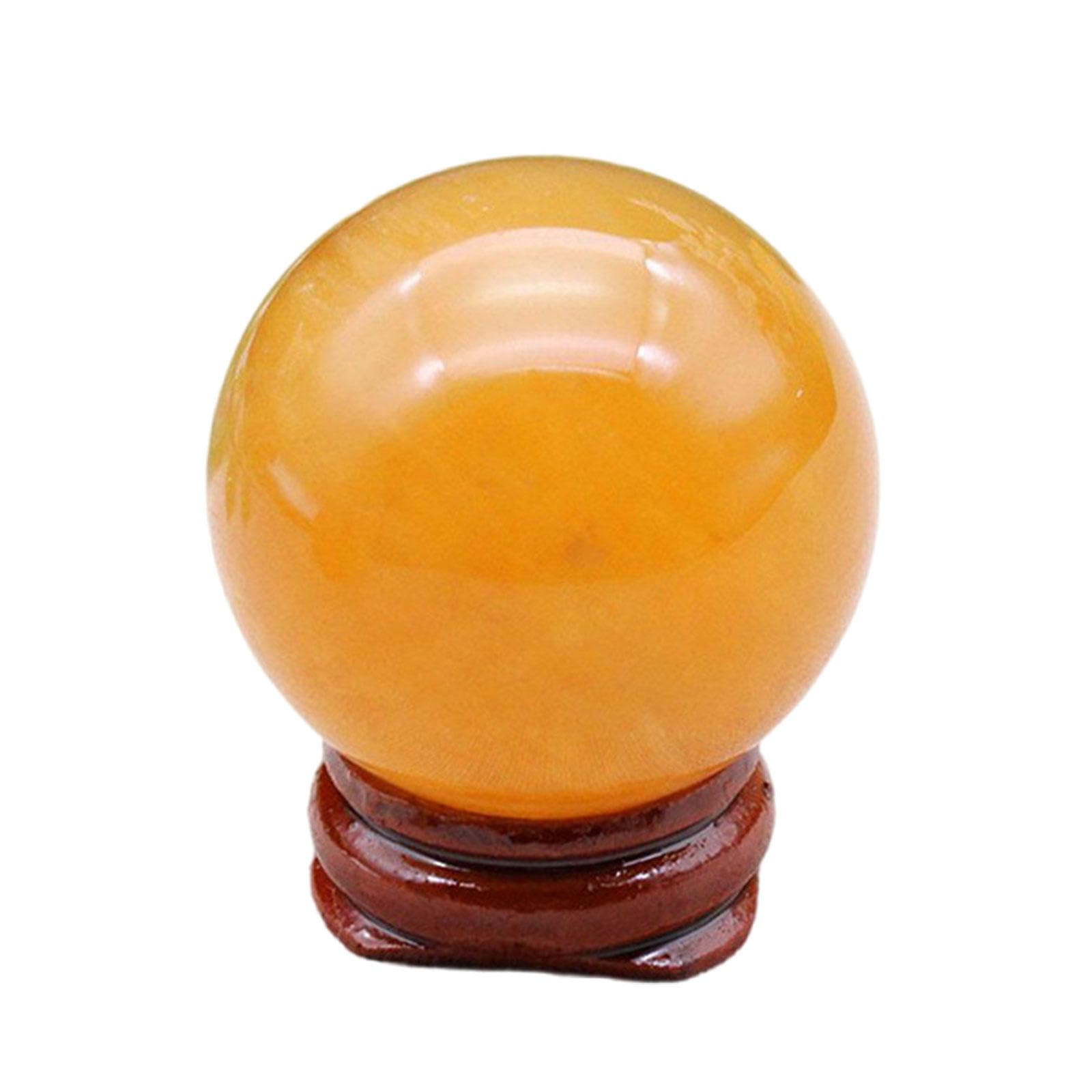 Yellow Crystal Ball Ornaments, raw Stone Polished Iceland Spar Ball, Calcite Ball Yellow Crystal Ball Ornaments,30mm