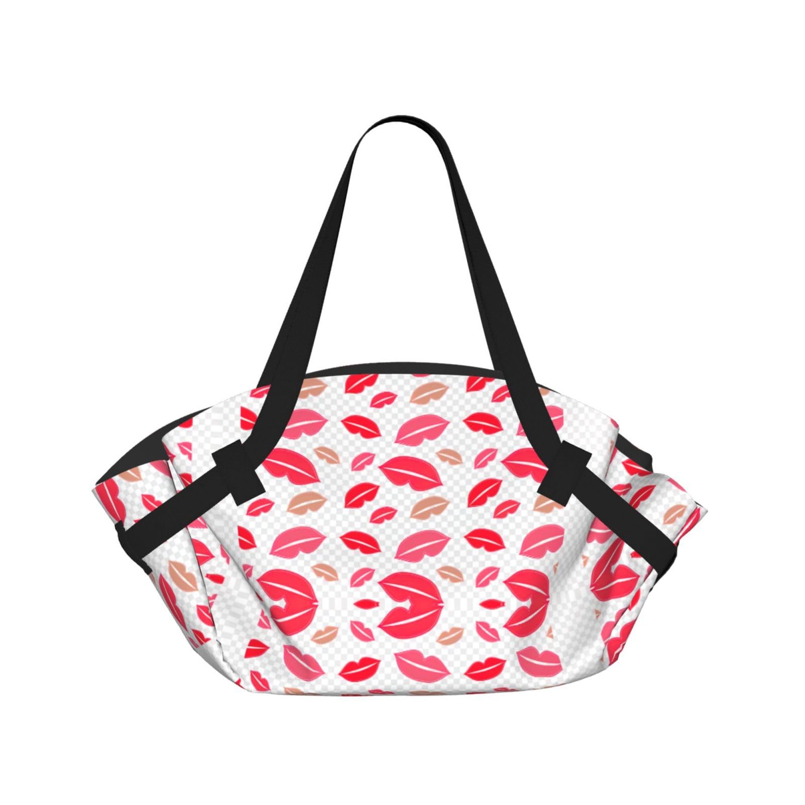 UVBDF Lips 2-in-1 Camping Blanket Tote, Waterproof Stylish Printed Outdoor Bag for Beach Park and Picnic